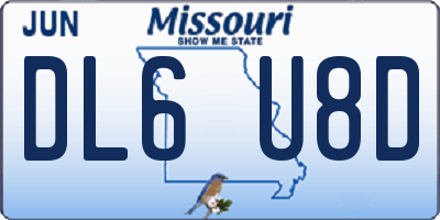 MO license plate DL6U8D