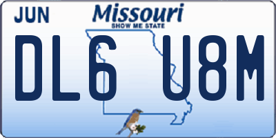MO license plate DL6U8M