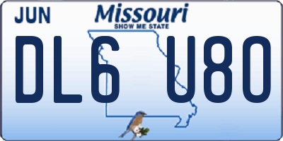 MO license plate DL6U8O