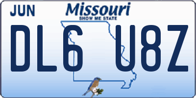 MO license plate DL6U8Z
