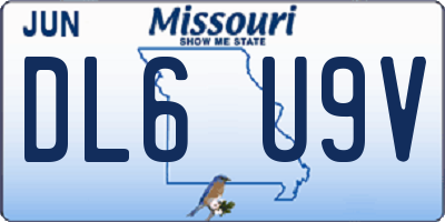 MO license plate DL6U9V