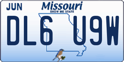MO license plate DL6U9W