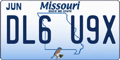MO license plate DL6U9X