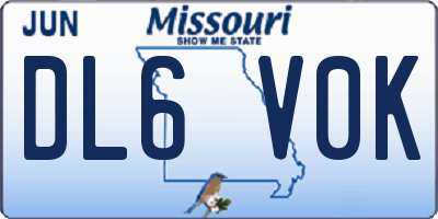 MO license plate DL6V0K