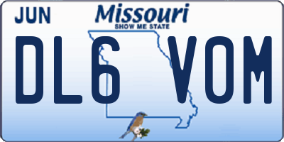 MO license plate DL6V0M