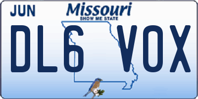 MO license plate DL6V0X