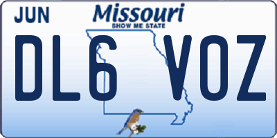 MO license plate DL6V0Z