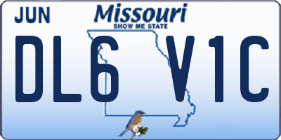 MO license plate DL6V1C