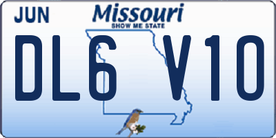 MO license plate DL6V1O