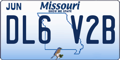 MO license plate DL6V2B