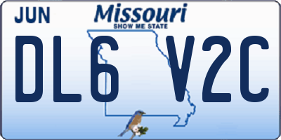 MO license plate DL6V2C