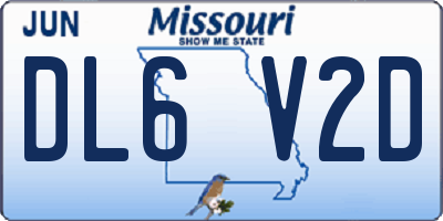MO license plate DL6V2D