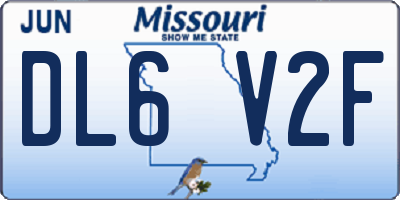 MO license plate DL6V2F