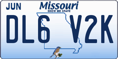 MO license plate DL6V2K