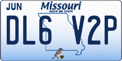 MO license plate DL6V2P