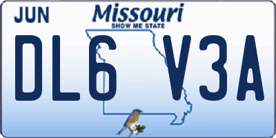 MO license plate DL6V3A