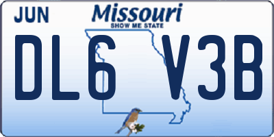MO license plate DL6V3B