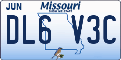 MO license plate DL6V3C