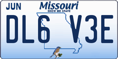 MO license plate DL6V3E
