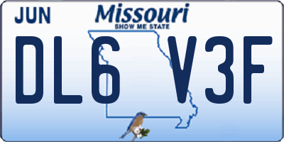 MO license plate DL6V3F