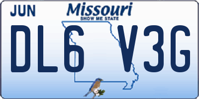 MO license plate DL6V3G