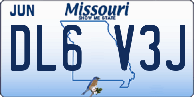 MO license plate DL6V3J