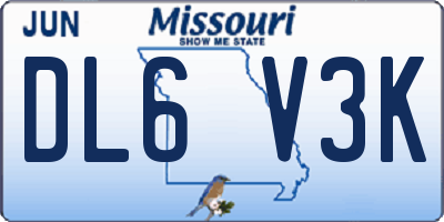 MO license plate DL6V3K