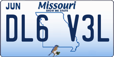 MO license plate DL6V3L