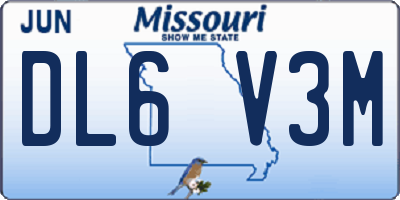 MO license plate DL6V3M