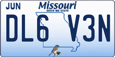 MO license plate DL6V3N