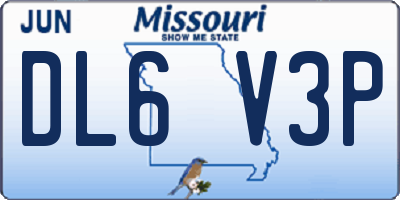 MO license plate DL6V3P