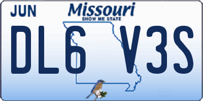 MO license plate DL6V3S