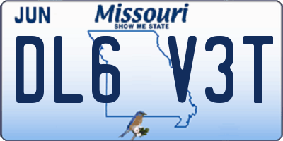 MO license plate DL6V3T