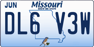 MO license plate DL6V3W