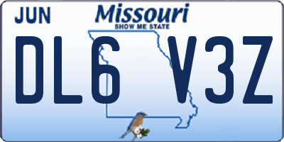 MO license plate DL6V3Z