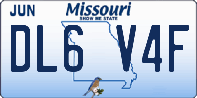 MO license plate DL6V4F