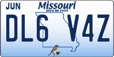MO license plate DL6V4Z