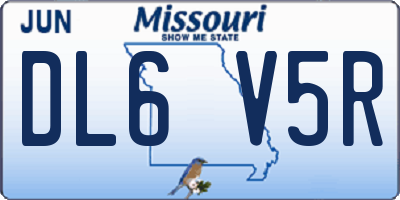 MO license plate DL6V5R