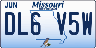 MO license plate DL6V5W