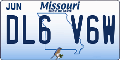 MO license plate DL6V6W