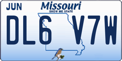 MO license plate DL6V7W