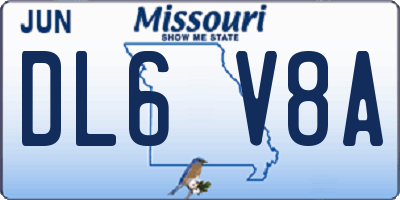MO license plate DL6V8A