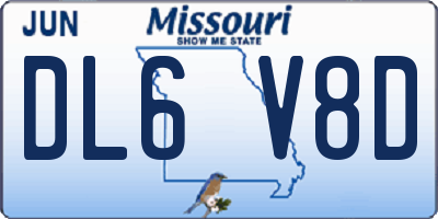 MO license plate DL6V8D