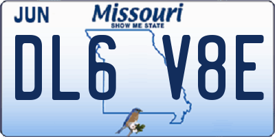 MO license plate DL6V8E