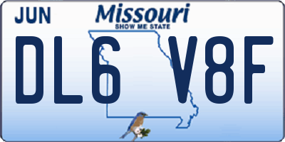 MO license plate DL6V8F