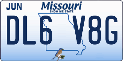 MO license plate DL6V8G