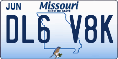 MO license plate DL6V8K