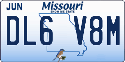 MO license plate DL6V8M