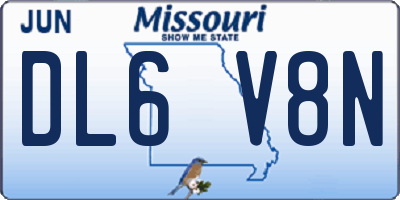 MO license plate DL6V8N