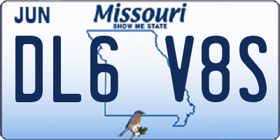 MO license plate DL6V8S